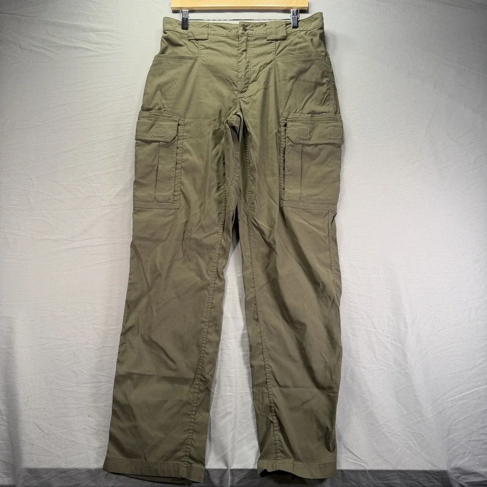 Duluth Trading Cargo Pants Men Large 34x34 Nylon Work Forest Green Dad Hike Camp - Picture 1 of 14